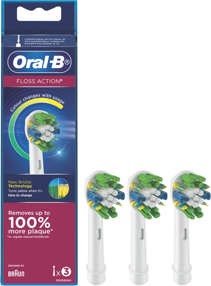 Oral B Floss Action Replacement Brush Head 3pk