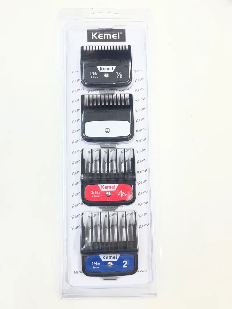 Kemei Professional Clipper Guide Comb Set – 4 Piece Hair Clipper Attachments (1.5mm, 3mm, 4.5mm & 6mm)
