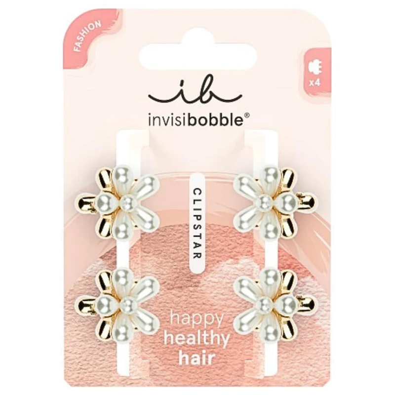 CLIPSTAR Pearly Flower Hair Clips 4pc