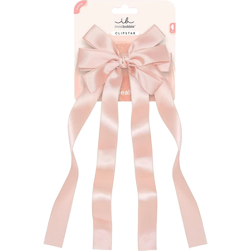 CLIPSTAR M Ribbon Glam Chic Pink Hair Clip