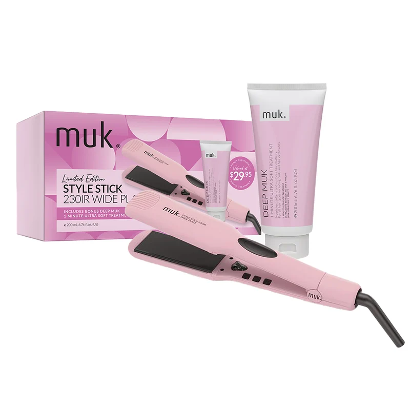 Limited Edition Pink Style Stick 230-IR Wide Plate & Deep muk 1 Minute Treatment 200ml Duo