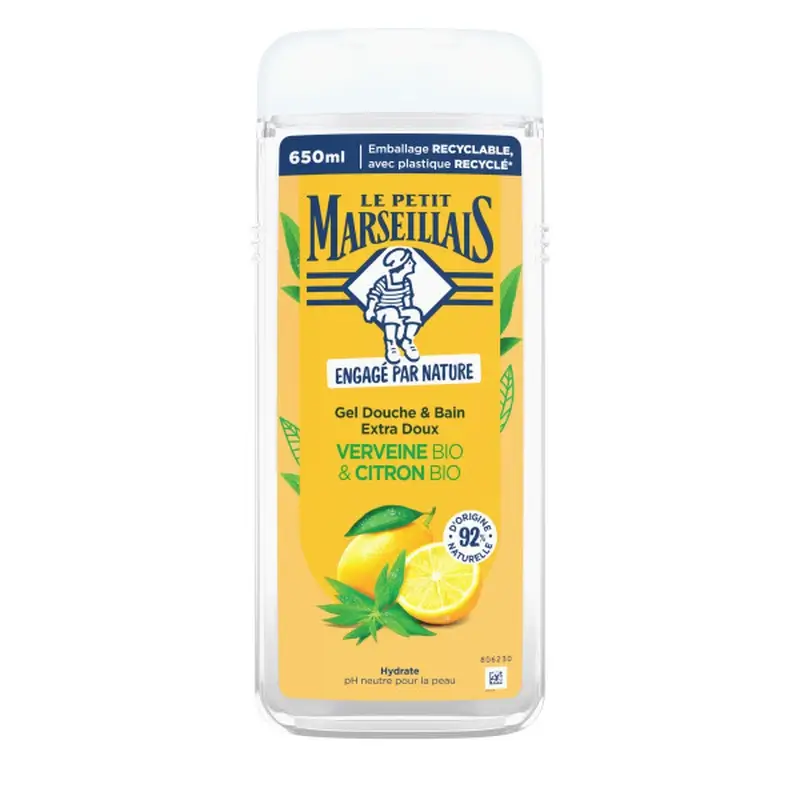 Le Petit Marseillais Extra Gentle Shower Gel with Organic Verbena and Organic Lemon, 650 ml