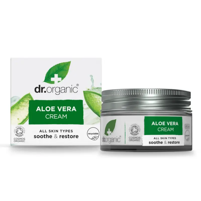 Dr.Organic Concentrated Aloe Vera Cream – Suitable for All Skin Types, 50 ml