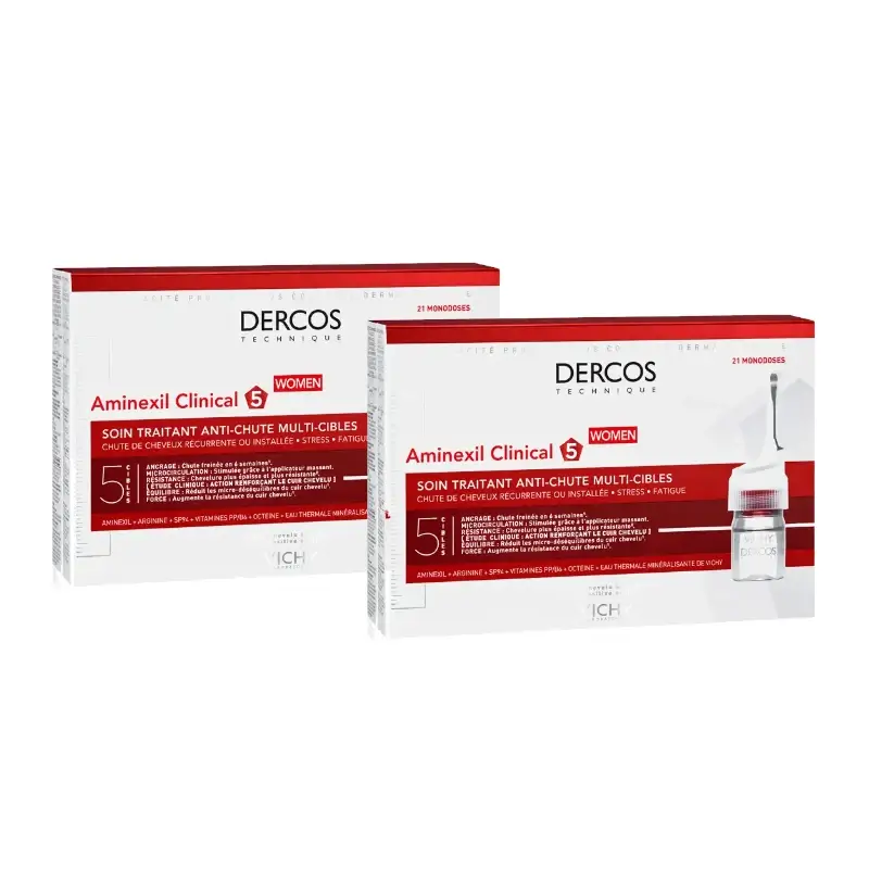 Vichy Dercos Technique Aminexil Clinical 5 for Women (21 ampoules), pack of 2