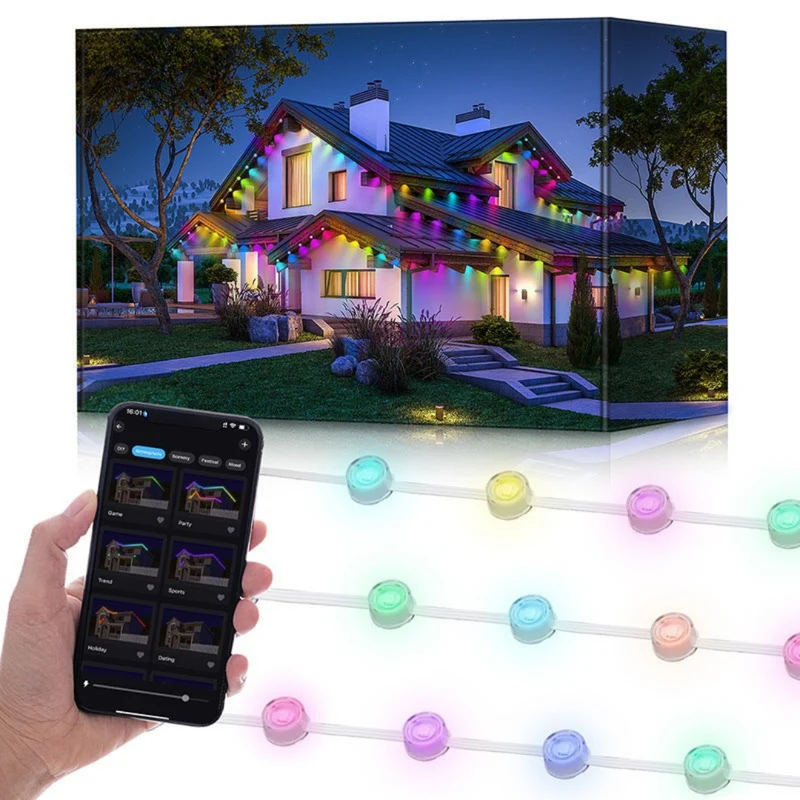 Udendørs RGBIC LED-lys: Smart styring og vejrbestandig