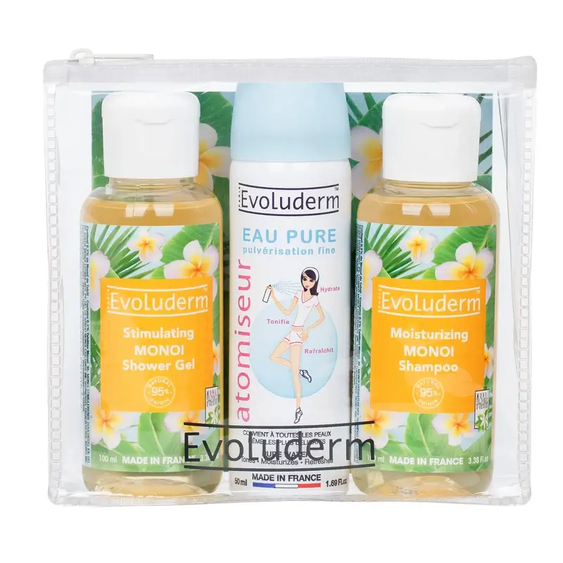 Evoluderm Travel Set X3 - Shower Gel-Pure Water-Shampoo, 100/50/100 ml
