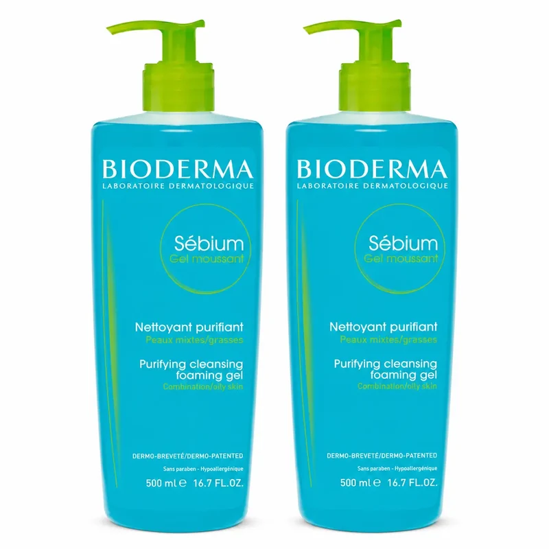Bioderma Sebium Purifying Foaming Gel 500 ml, pack of 2