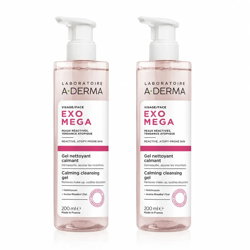A-Derma Exomega Soothing Facial Cleansing Gel, 200 ml, pack 2