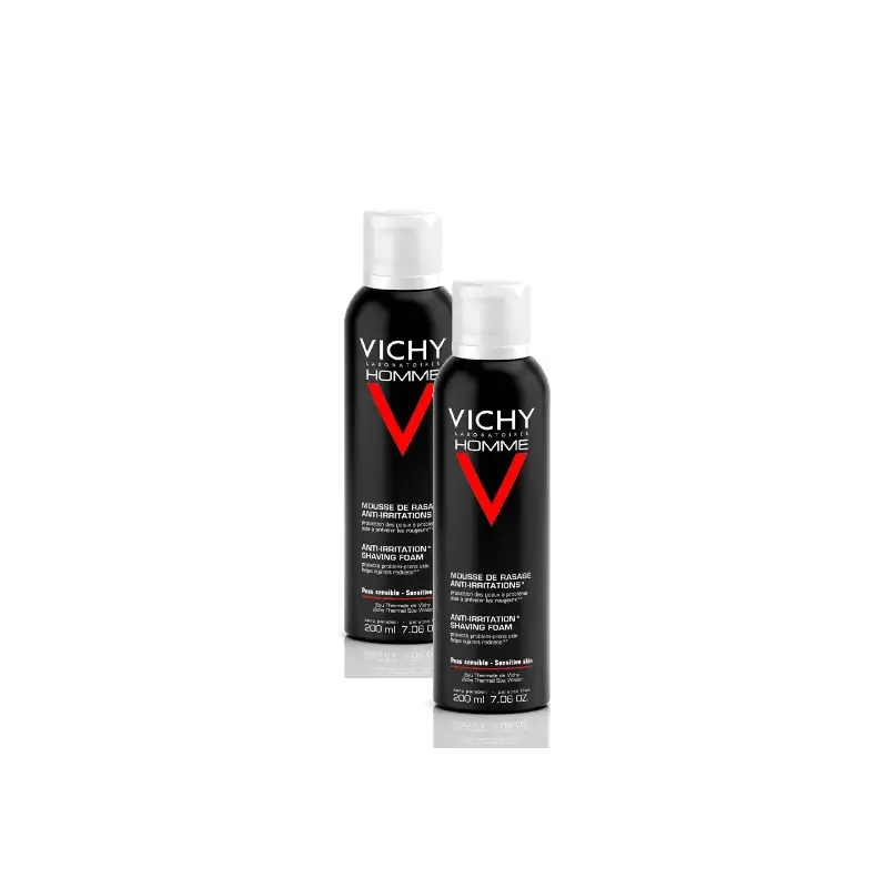 Vichy Homme Shaving Foam for Sensitive Skin 200 ml, pack of 2