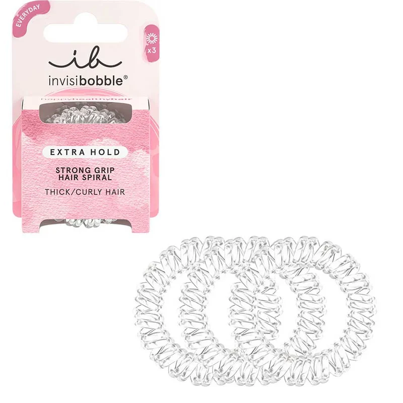 Extra Hold Hair Spiral Hair Ties Crystal Clear 3pc
