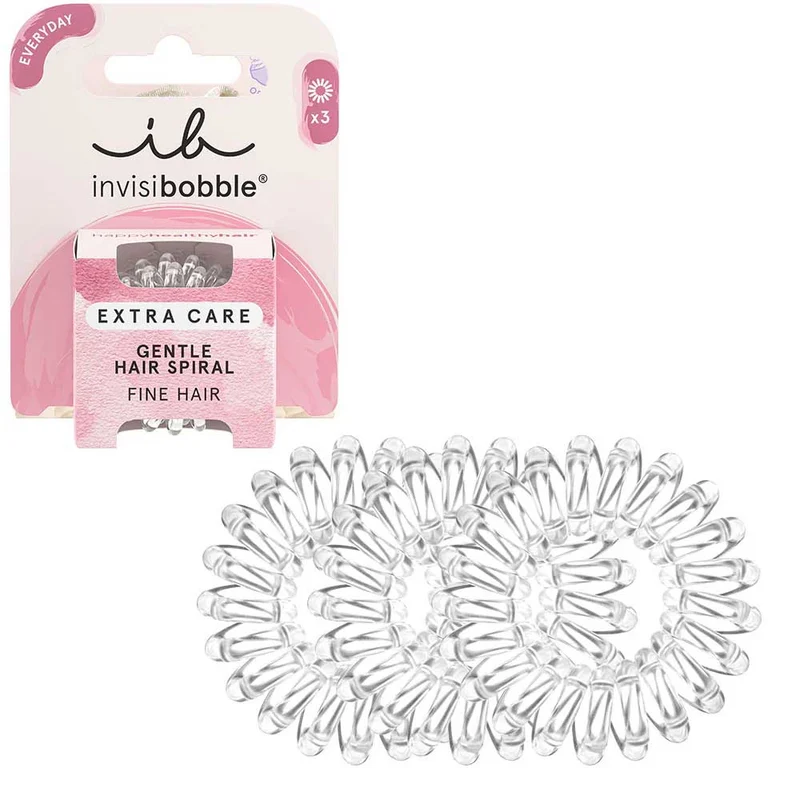 Extra Care Hair Spiral Hair Ties Crystal Clear 3pc