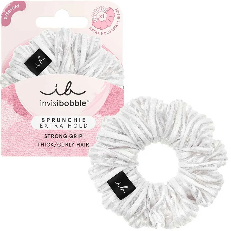 Sprunchie Extra Hold Pure White Scrunchie