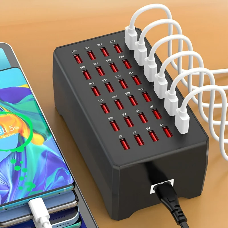USB Opladningsstation 150W – Effektiv Opladning af 30 Enheder