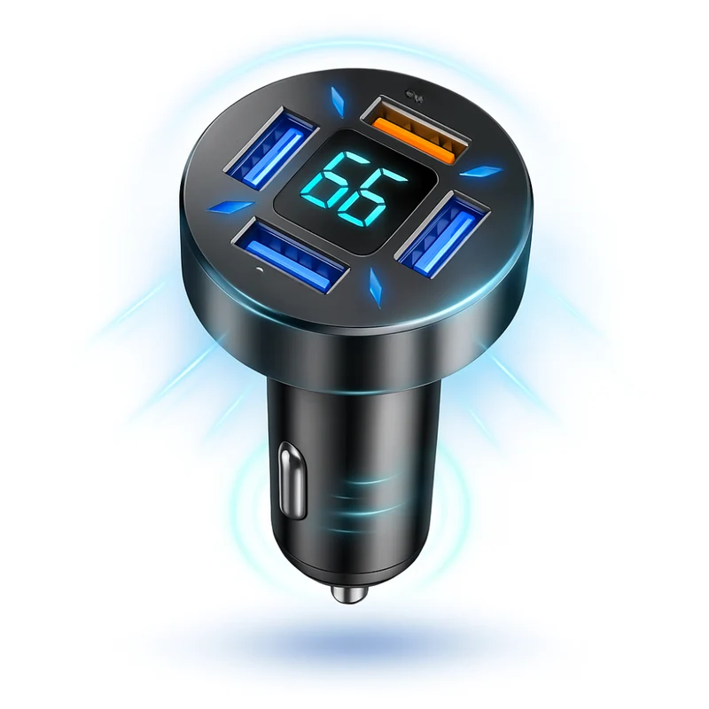 Hurtig USB Biloplader med 66W Effekt til Lynopladning