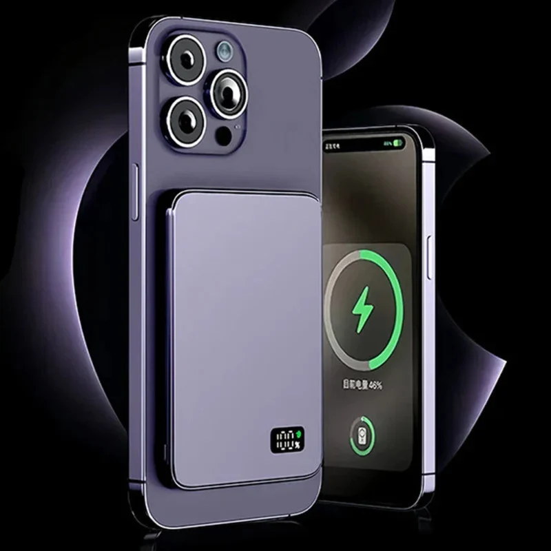 Magnetisk Powerbank med Hurtig Trådløs Opladning og LED