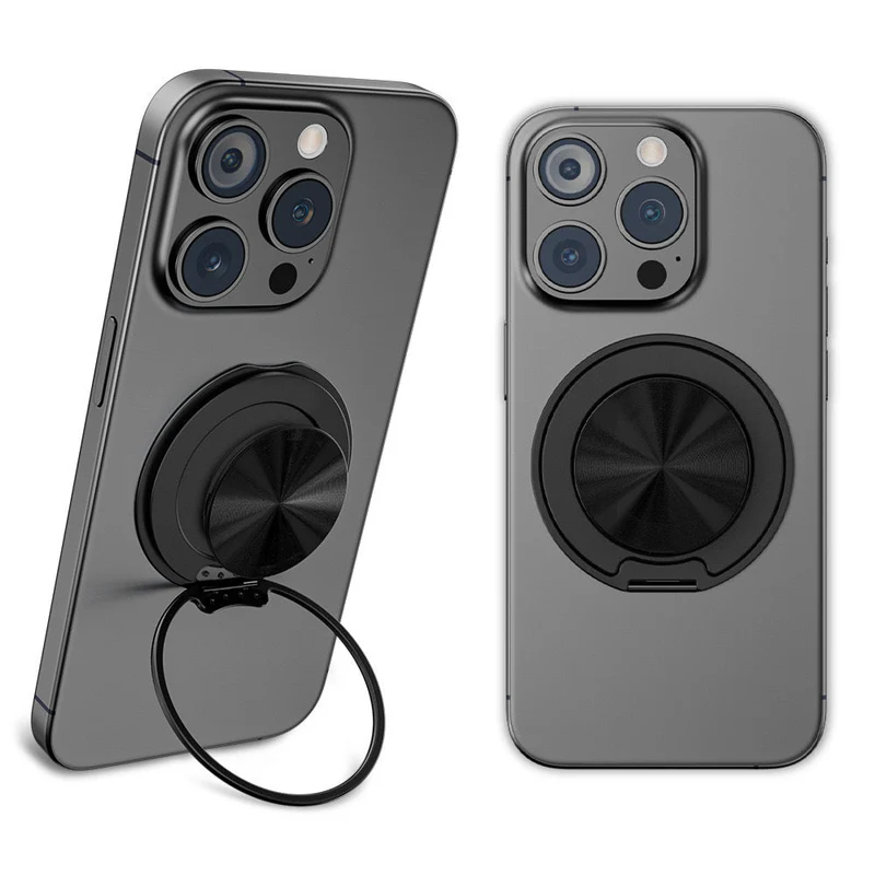 Magnetisk telefonstand med grip og spejl til nem håndtering